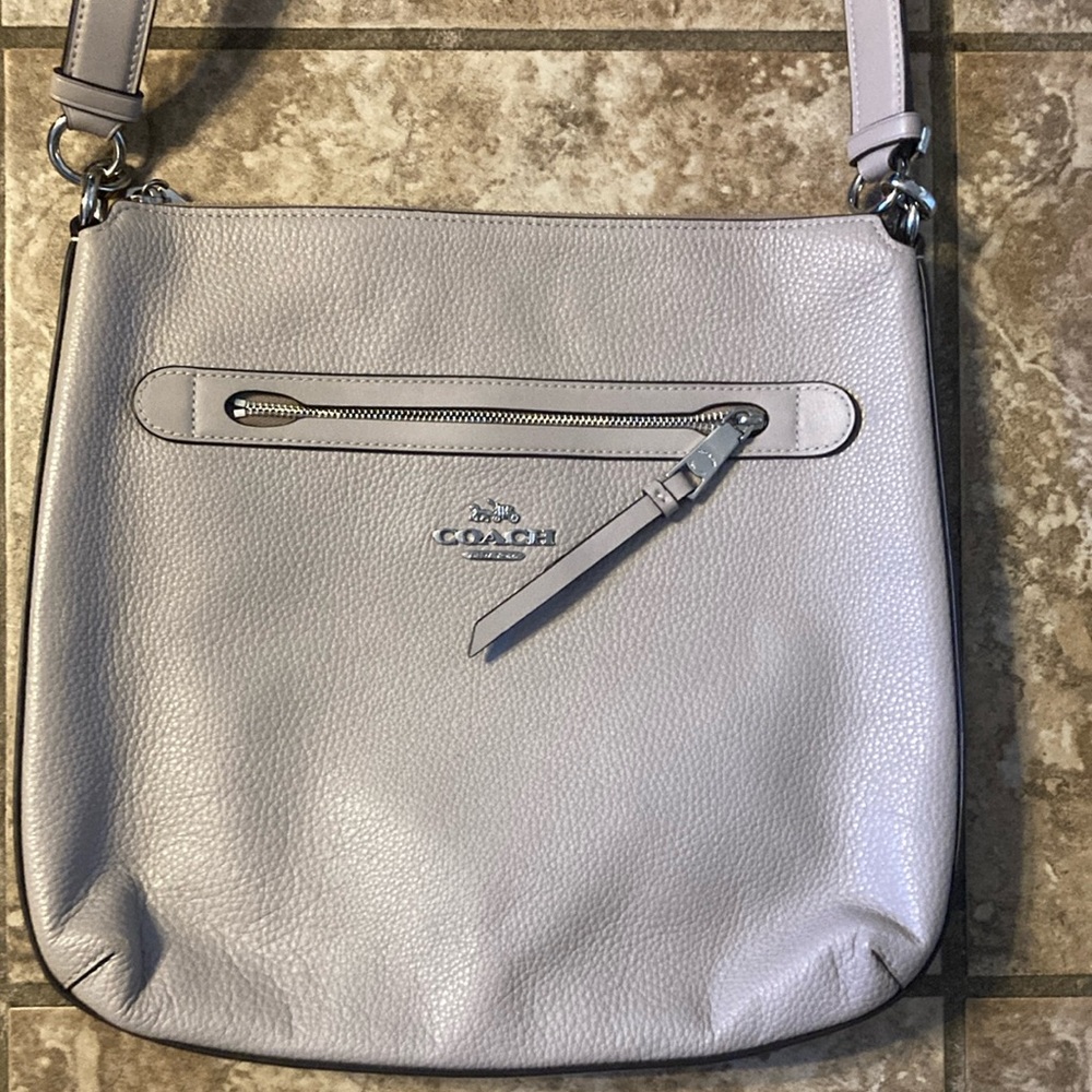 COACH Pebble Leather Mae Crossbody F34823 Zip top design with outside zip pocket
